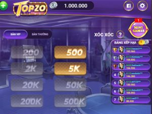 Các cửa cược trong game xóc đĩa tại Topzo
